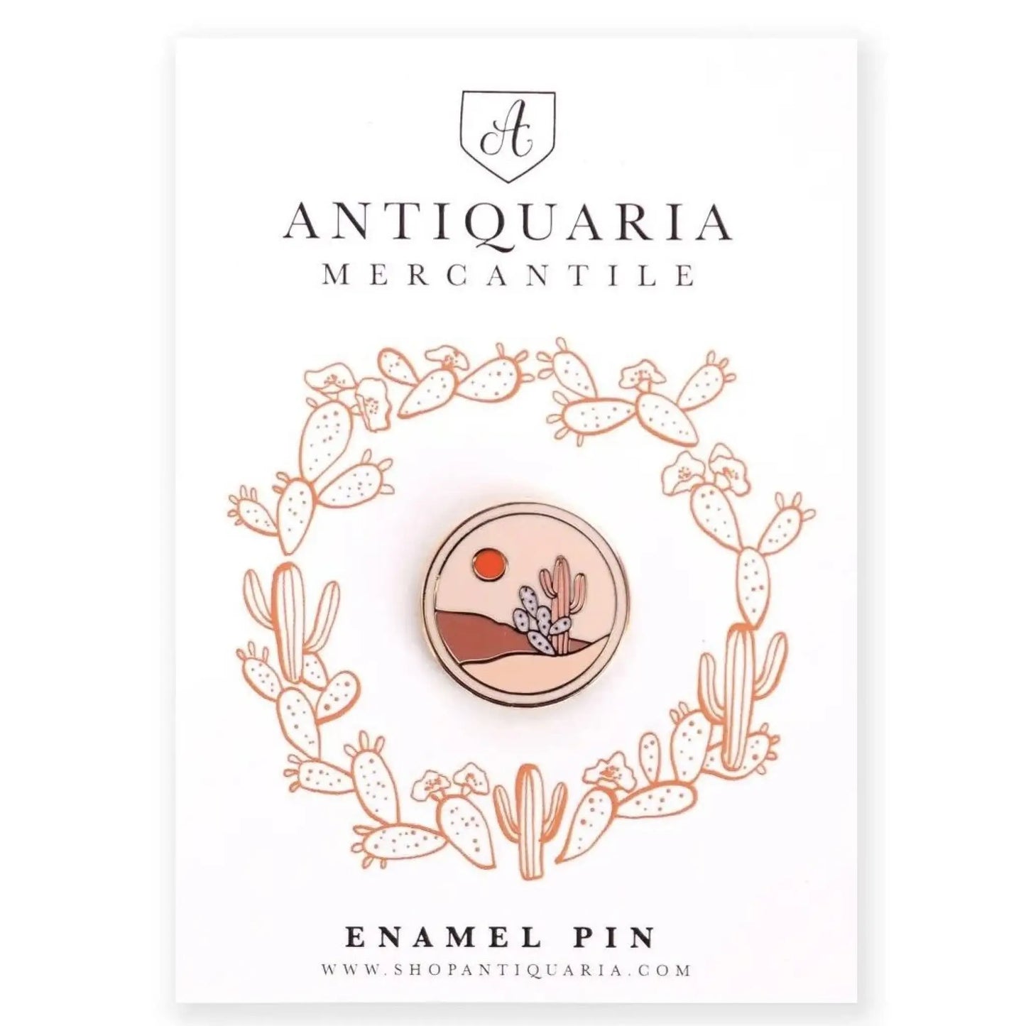 Peach Cactus Medallion enamel pin - Pins