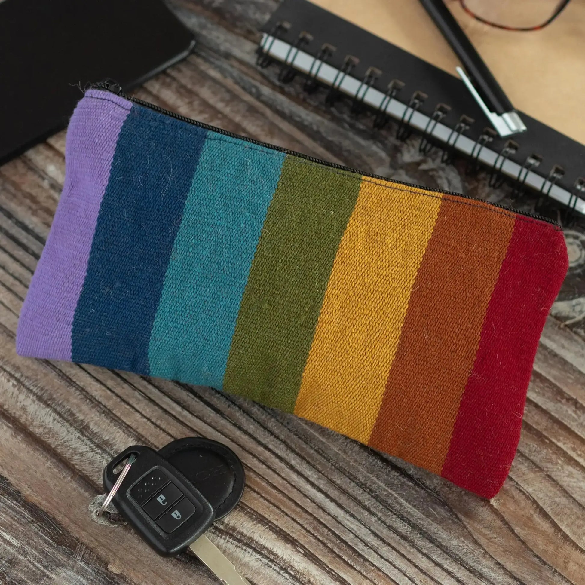 Peruvian Rainbow - hand-loomed wool clutch - Bag
