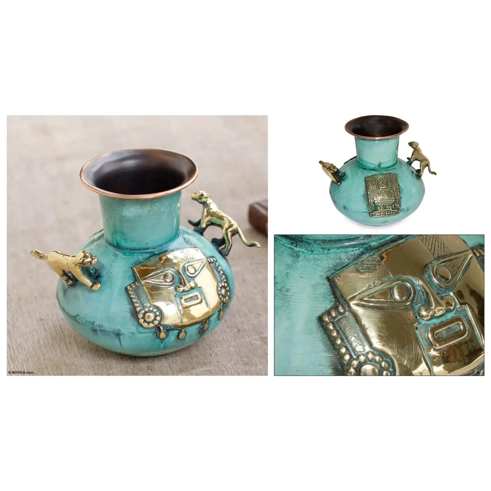 Powerful Puma - bronze and copper vessel - Art