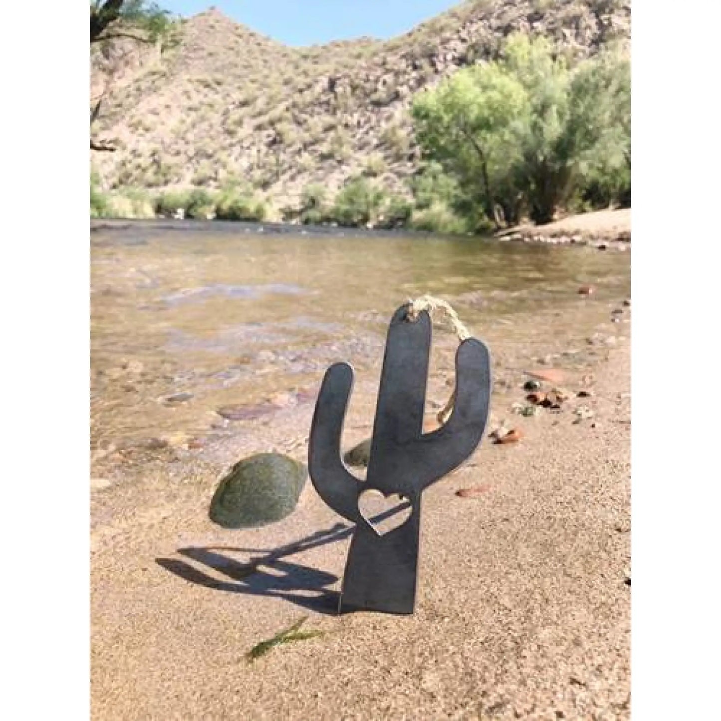 Saguaro Cactus Rustic Steel Heart Ornament