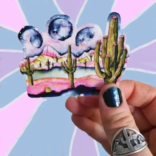 Saguaro Moon Galaxy sticker - Sticker