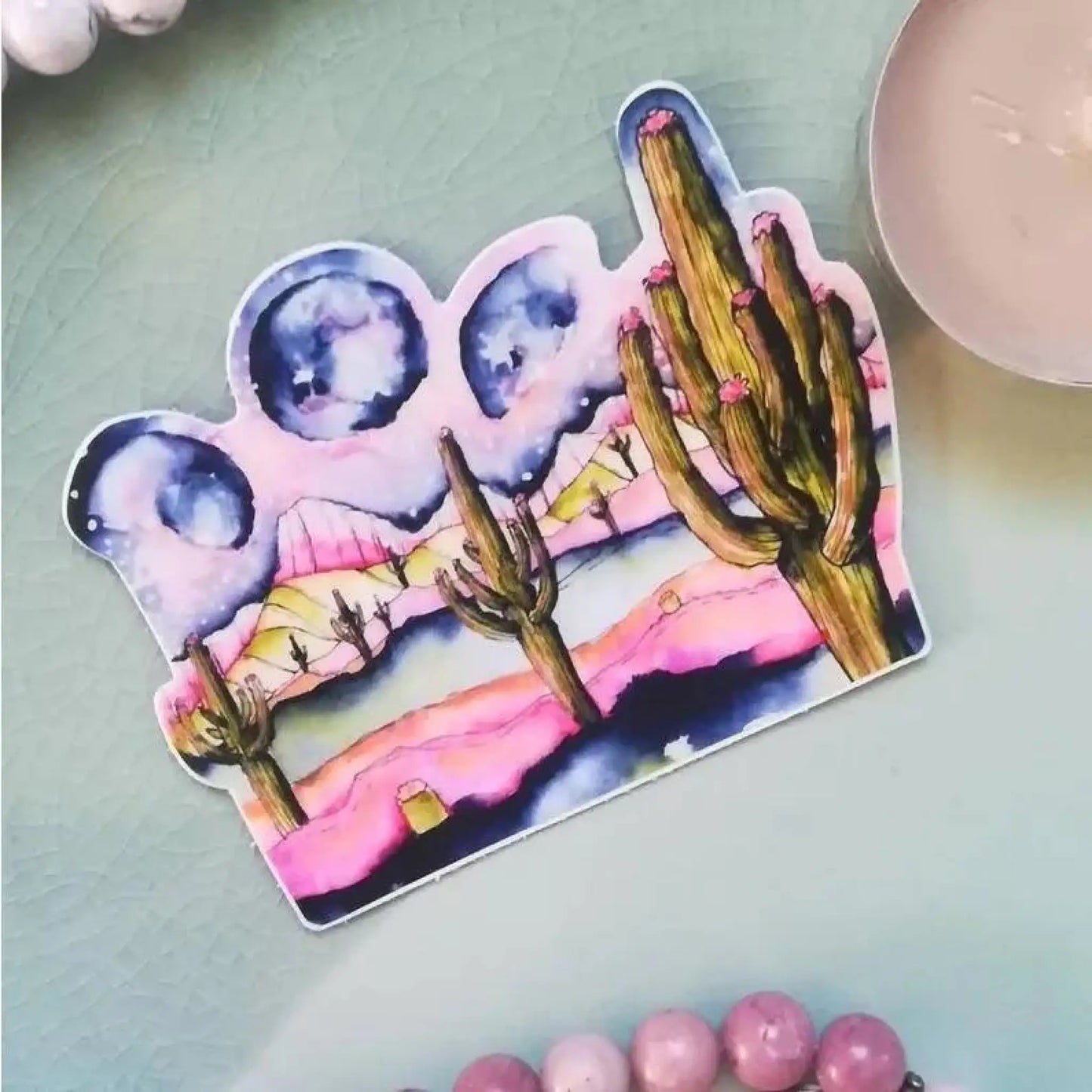 Saguaro Moon Galaxy Sticker