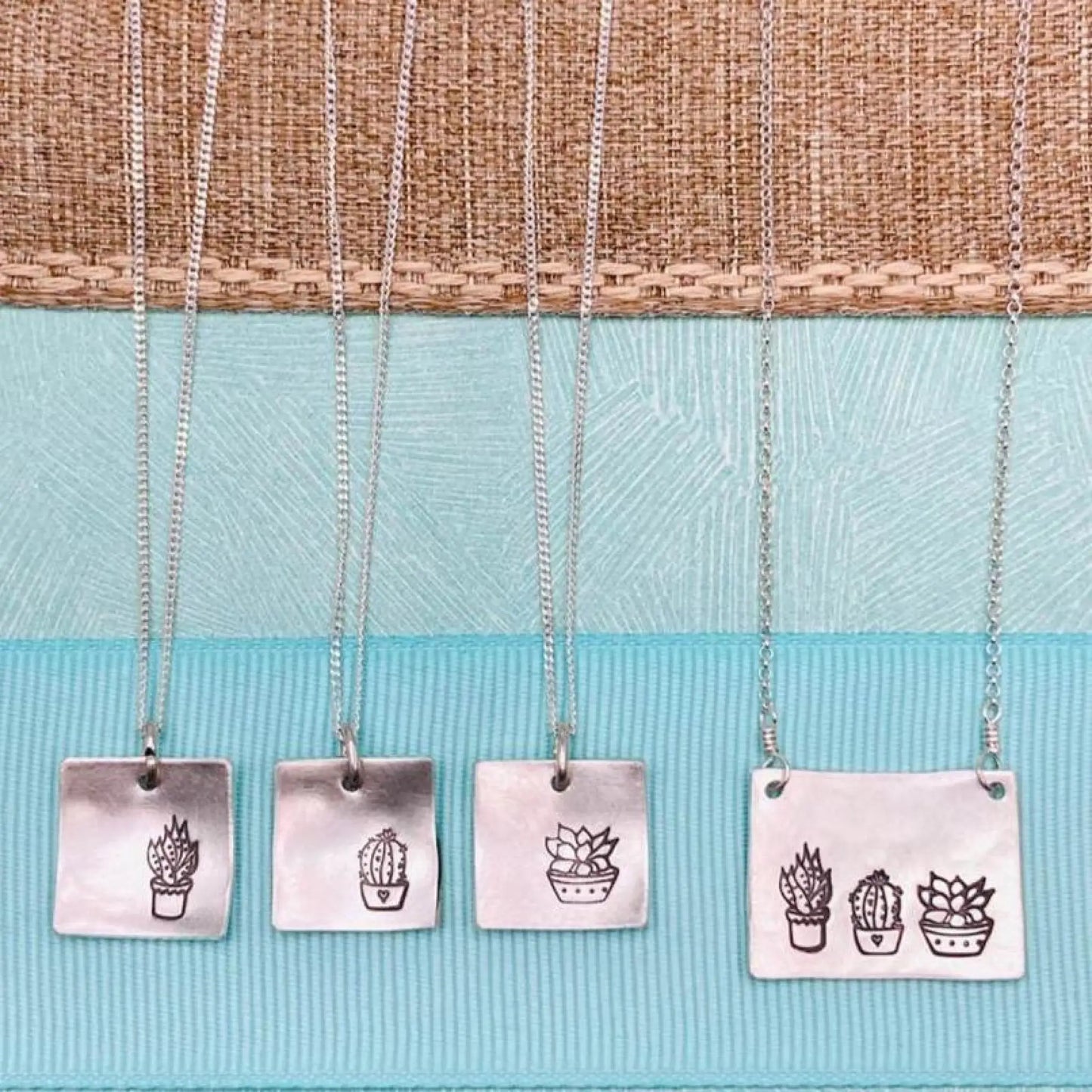 Silver Succulent necklaces - Jewelry