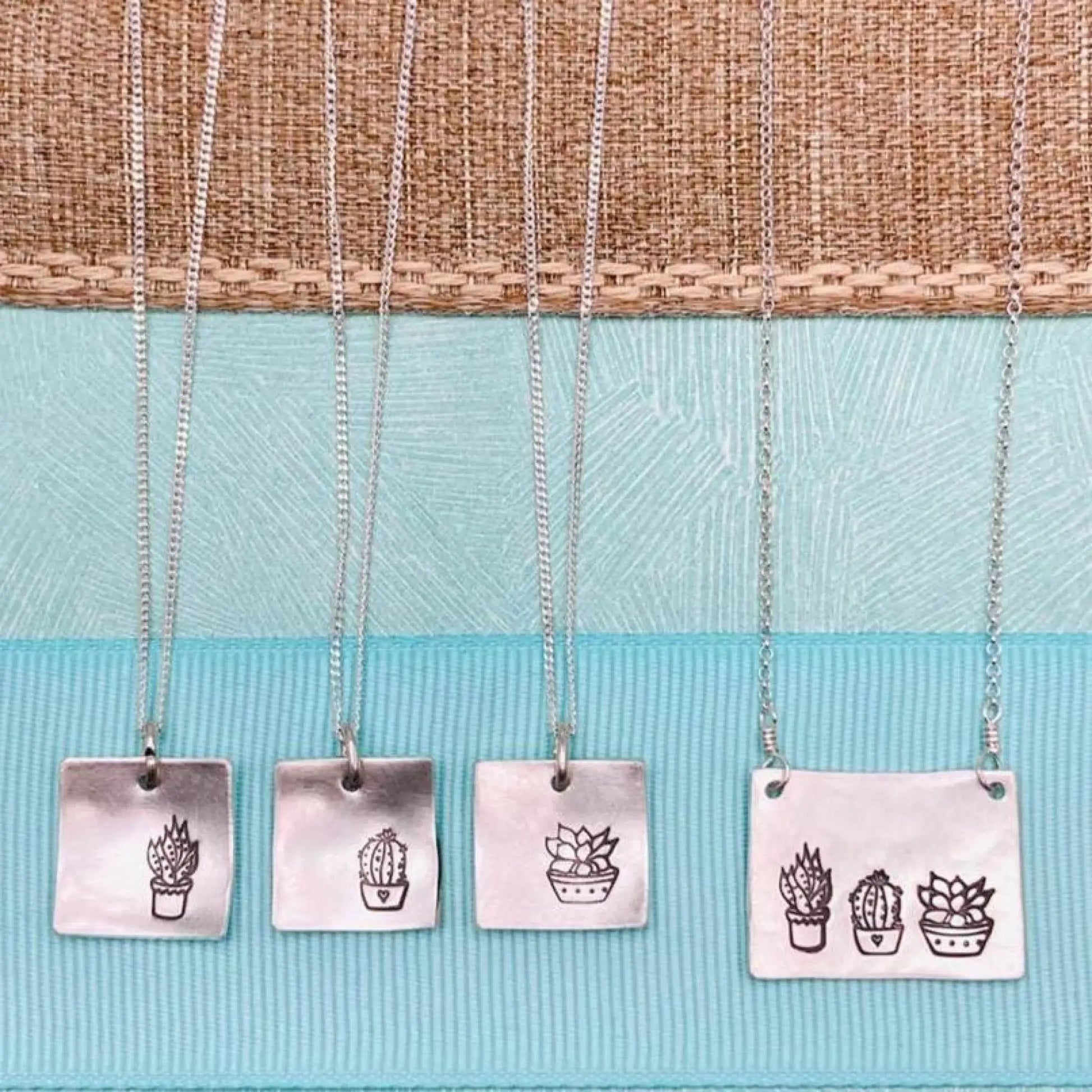Silver Succulent necklaces - Jewelry