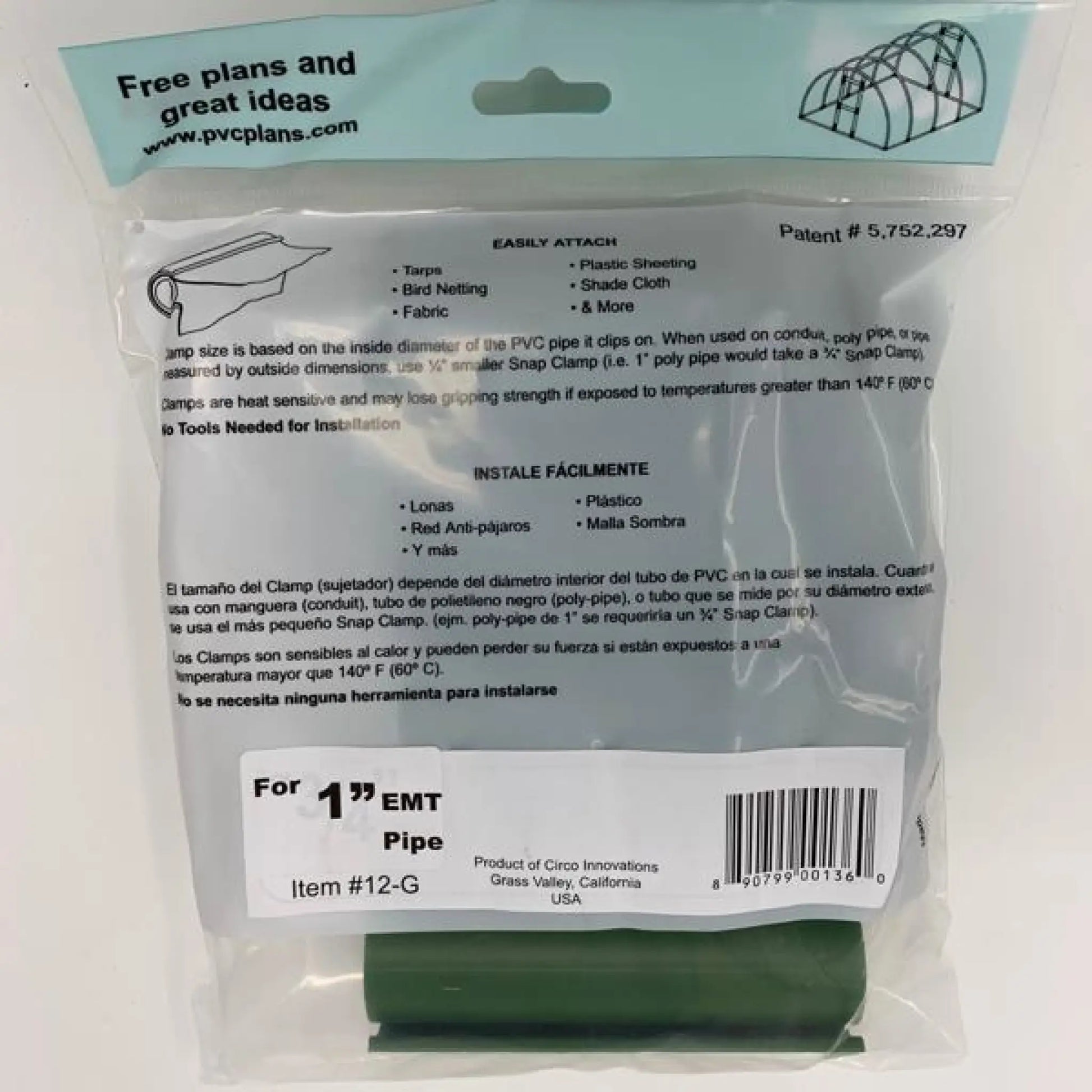Snap Clamps for EMT Pipe - 1’’ / Heavy Duty / Green