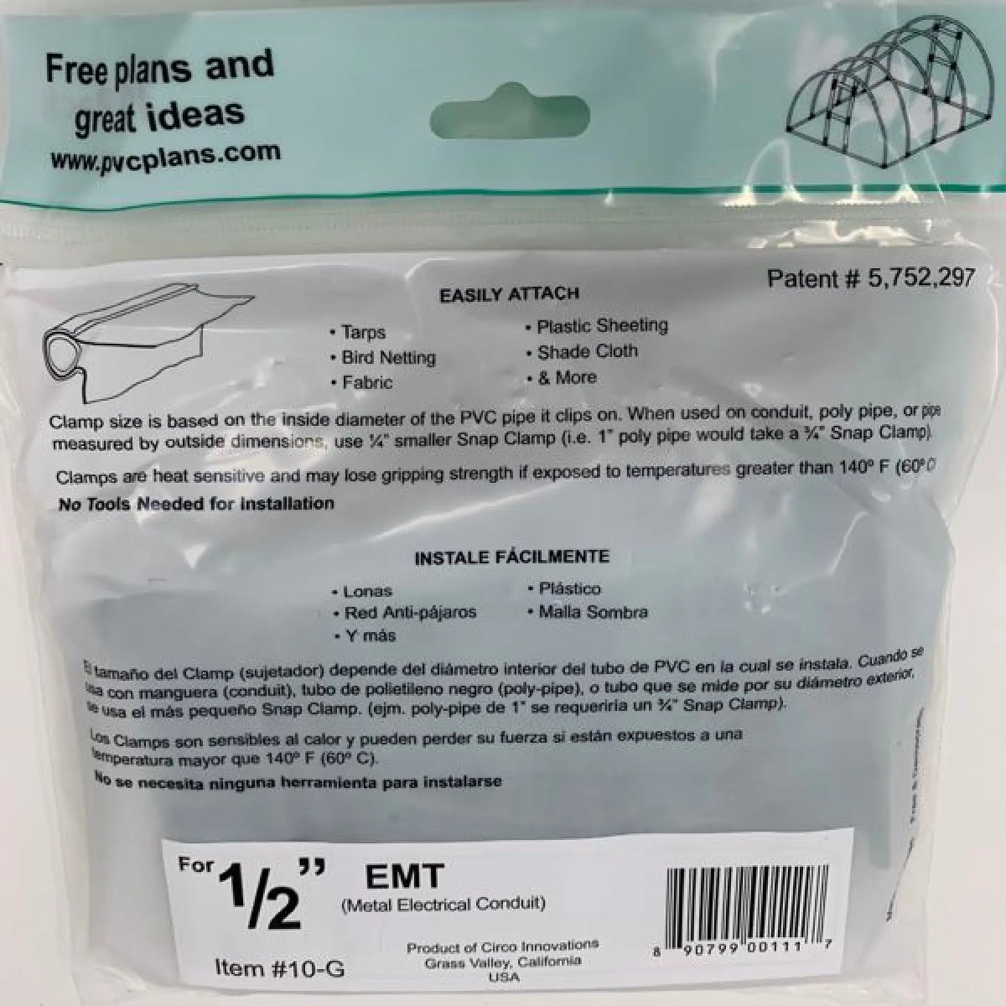 Snap Clamps for EMT Pipe - 1/2’’ / Heavy Duty / Green