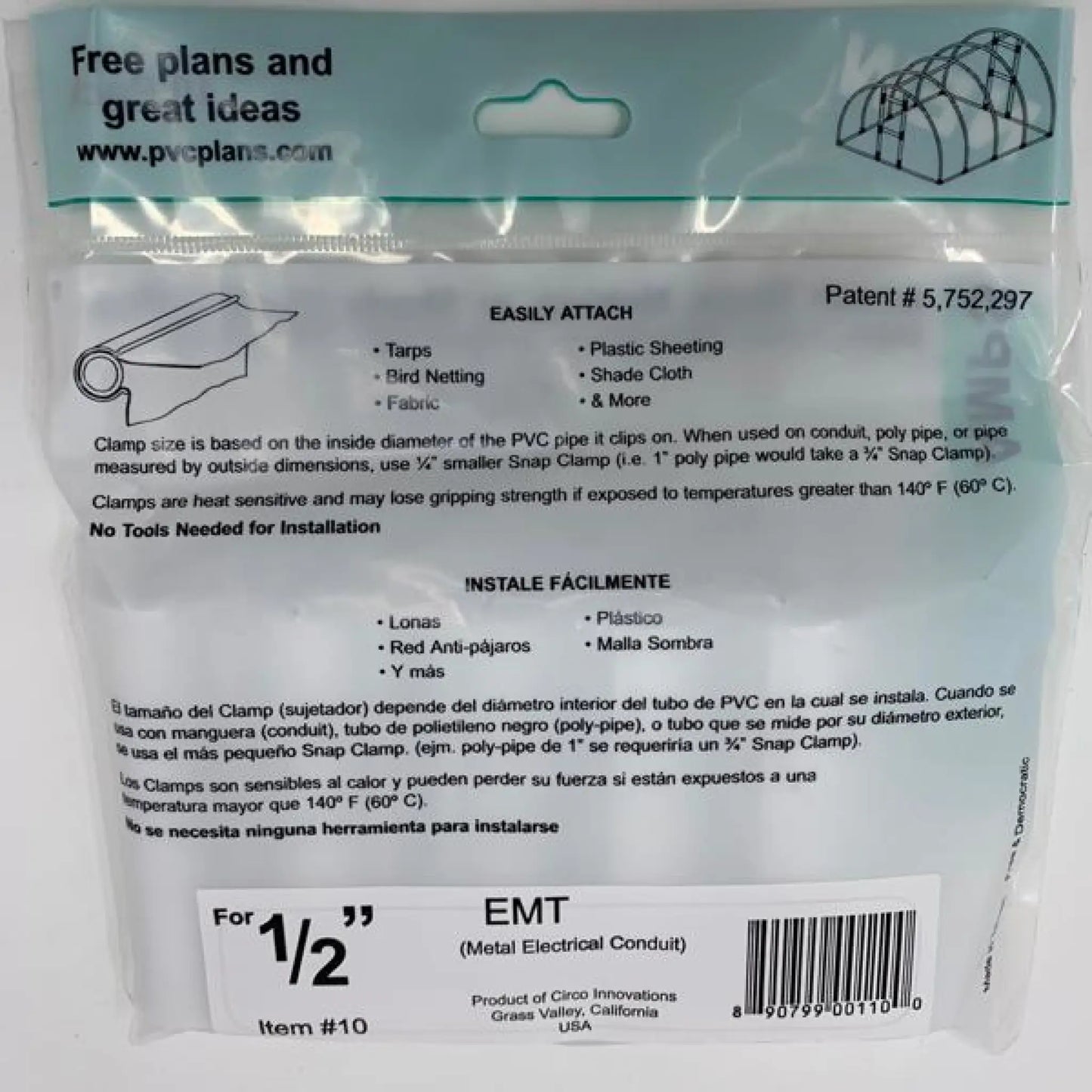 Snap Clamps for EMT Pipe - 1/2’’ / Heavy Duty / White