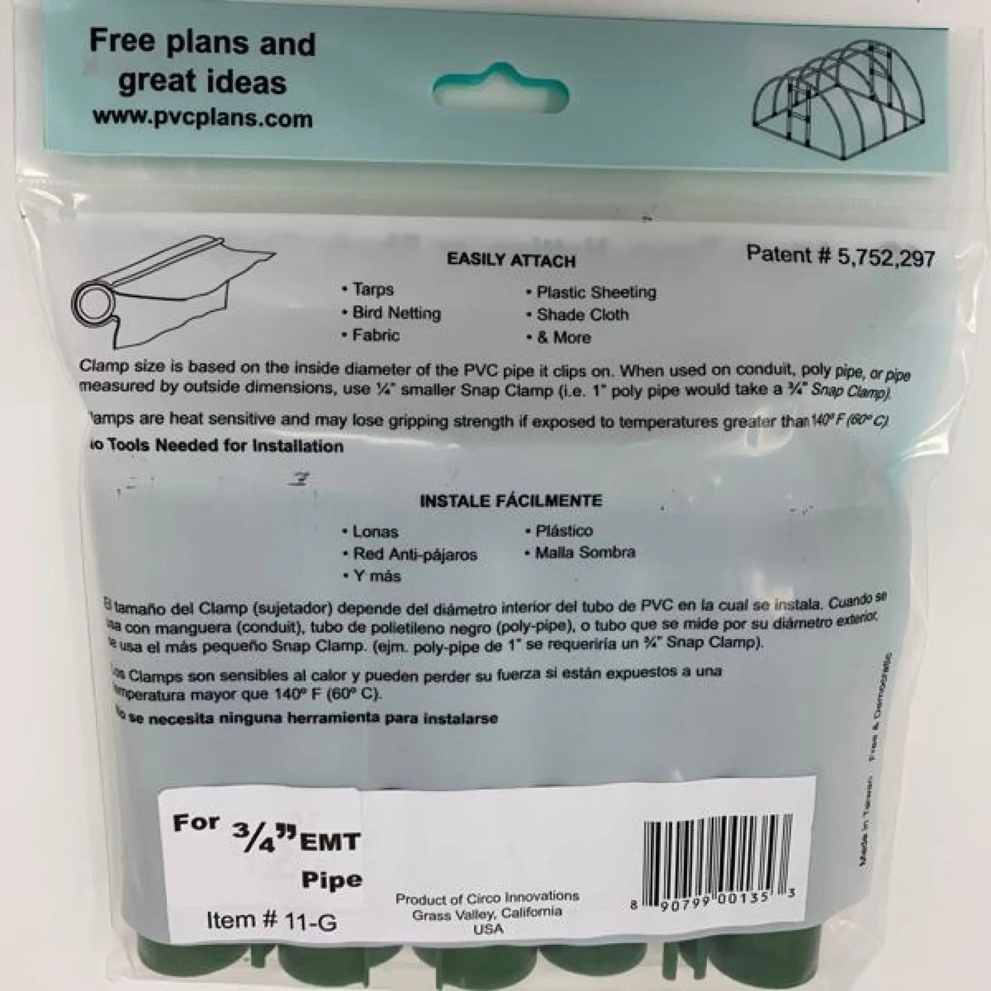 Snap Clamps for EMT Pipe - 3/4’’ / Heavy Duty / Green
