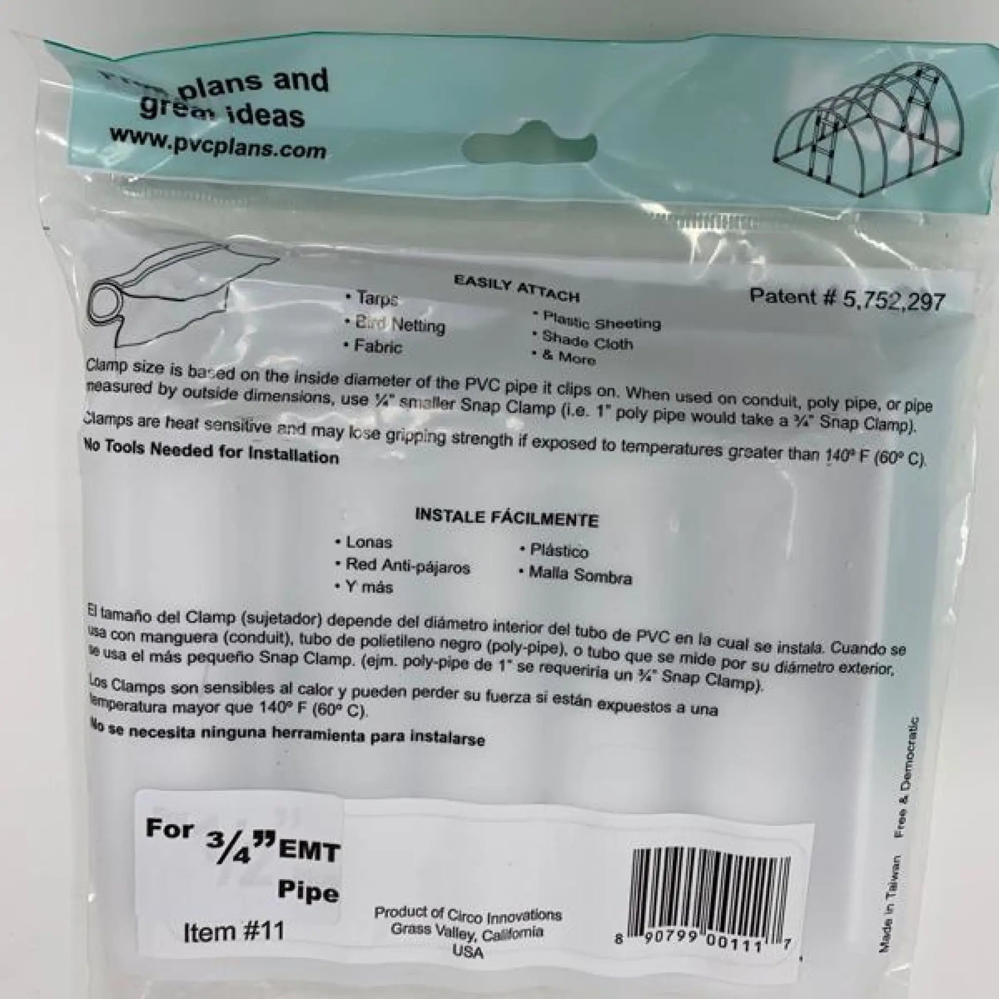 Snap Clamps for EMT Pipe - 3/4’’ / Heavy Duty / White