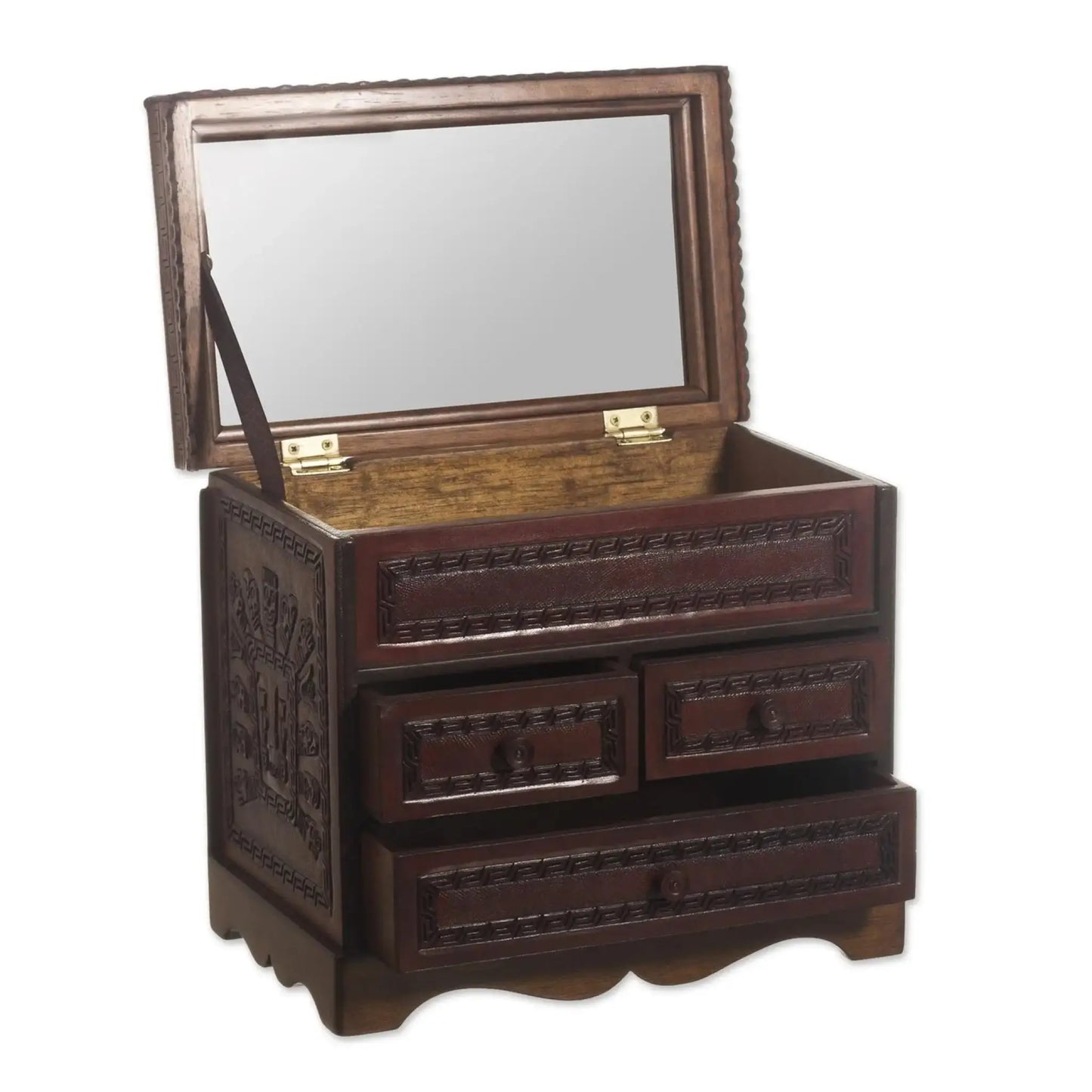 God of Staffs - wood and leather jewelry chest - Art