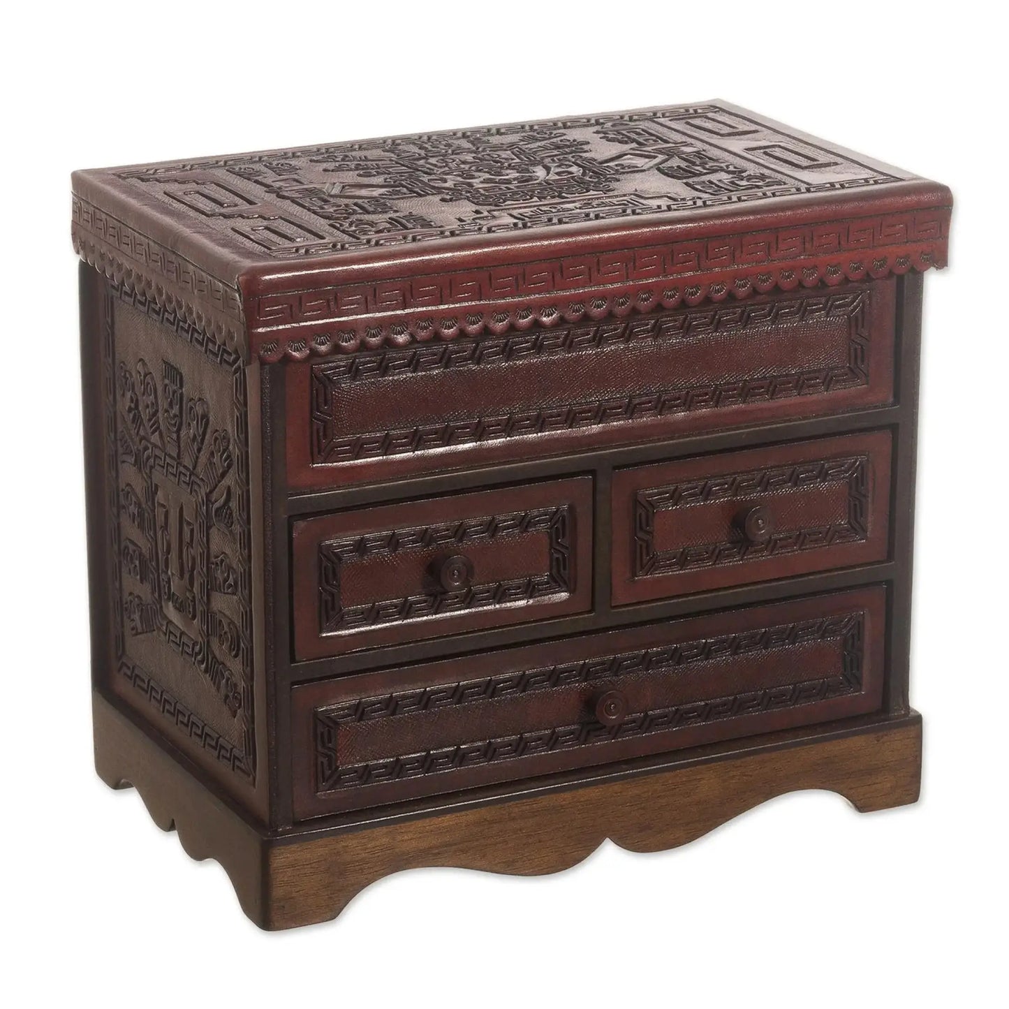 God of Staffs - wood and leather jewelry chest - Art