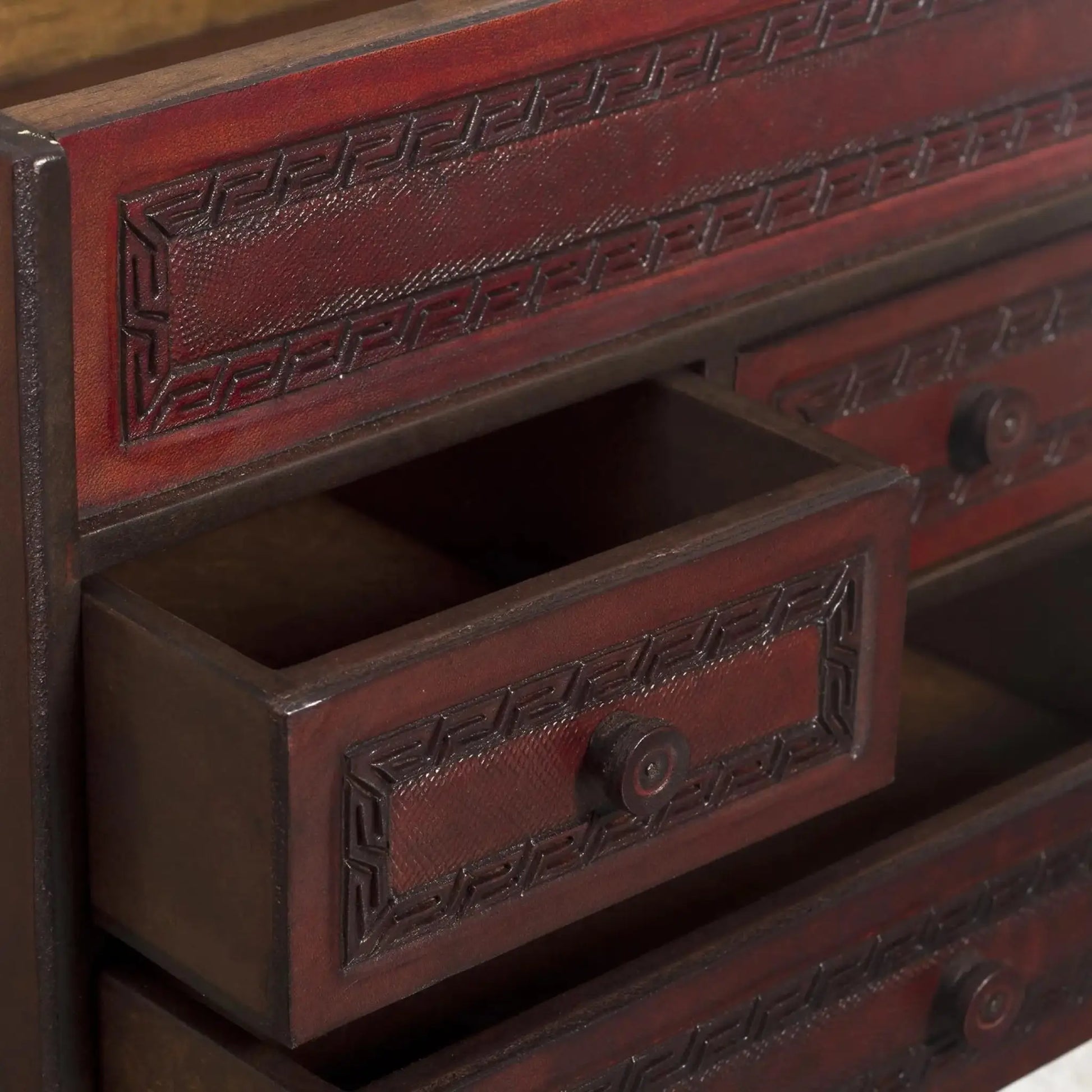 God of Staffs - wood and leather jewelry chest - Art