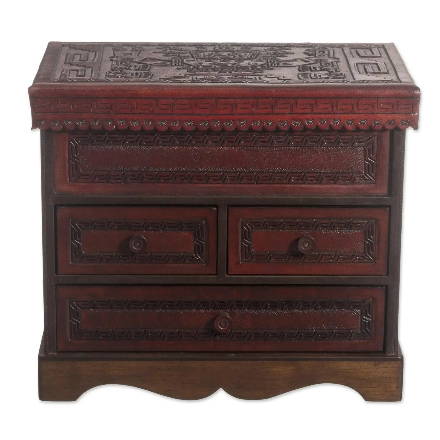 God of Staffs - wood and leather jewelry chest - Art