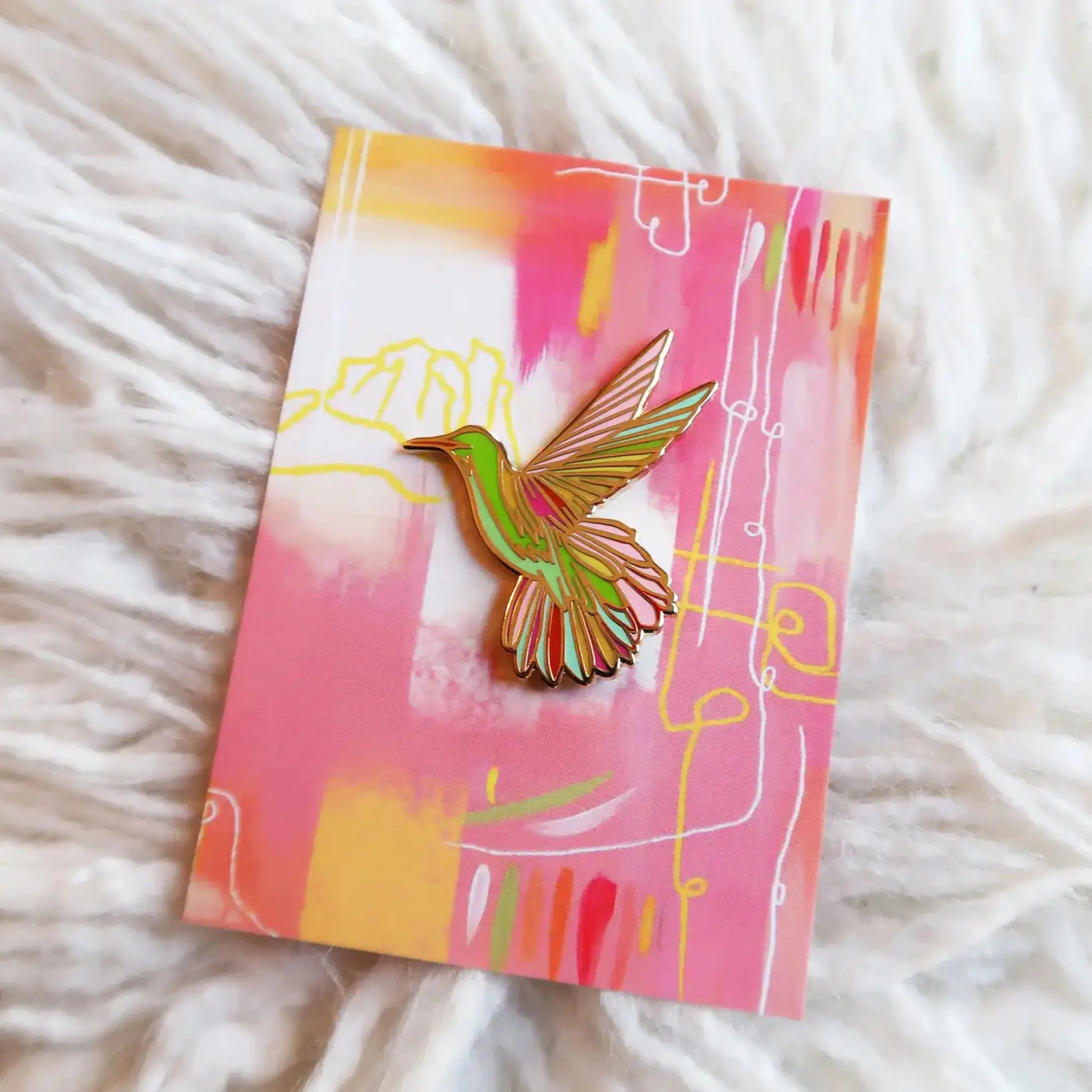 Sunshine Hummingbird enamel pin - Button