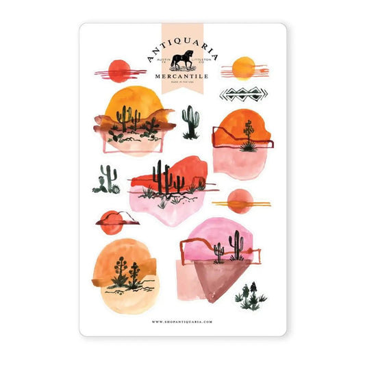 Watercolor Cactus Landscapes sticker sheet - Sticker