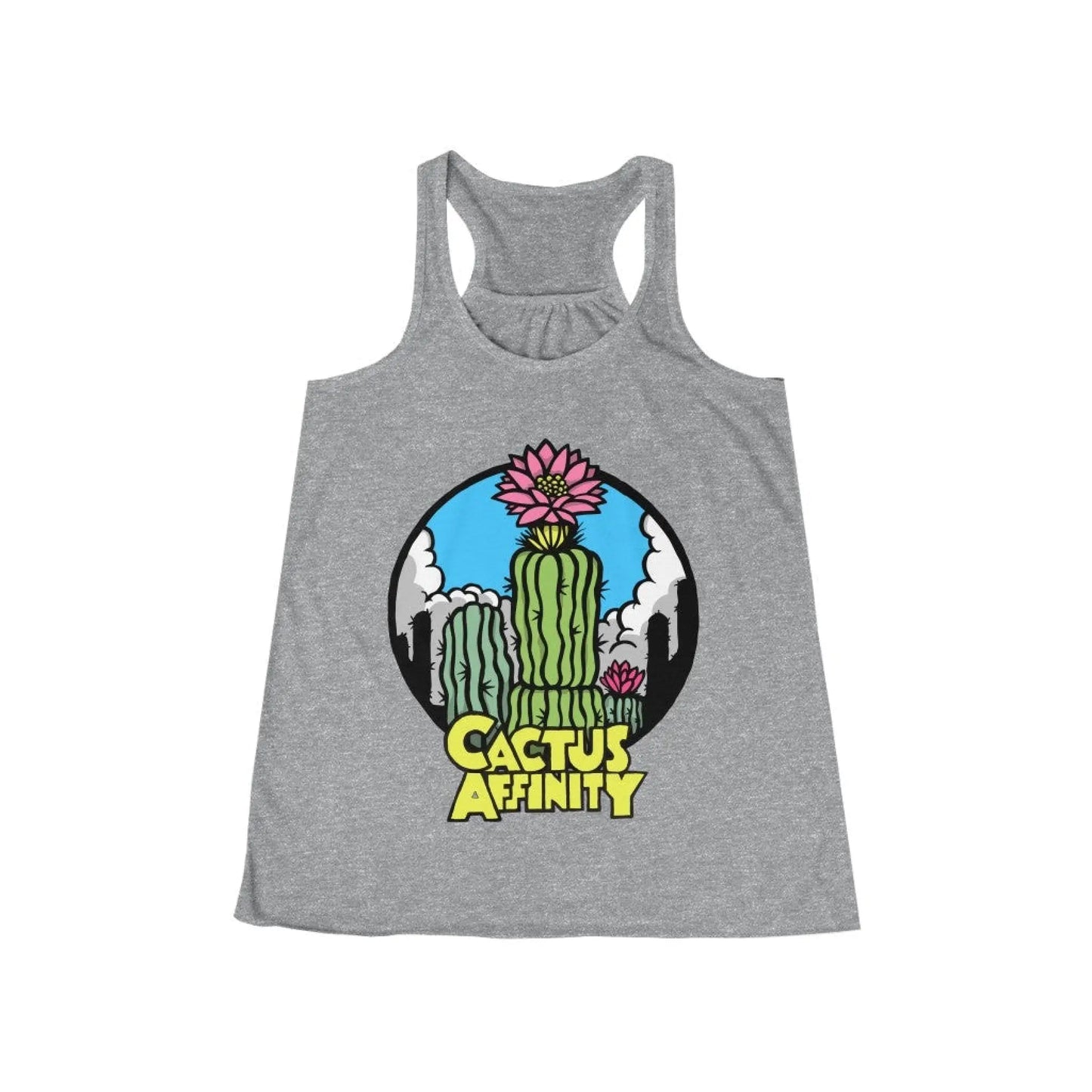Women’s Flowy Racerback Tank - Logo - Athletic Heather
