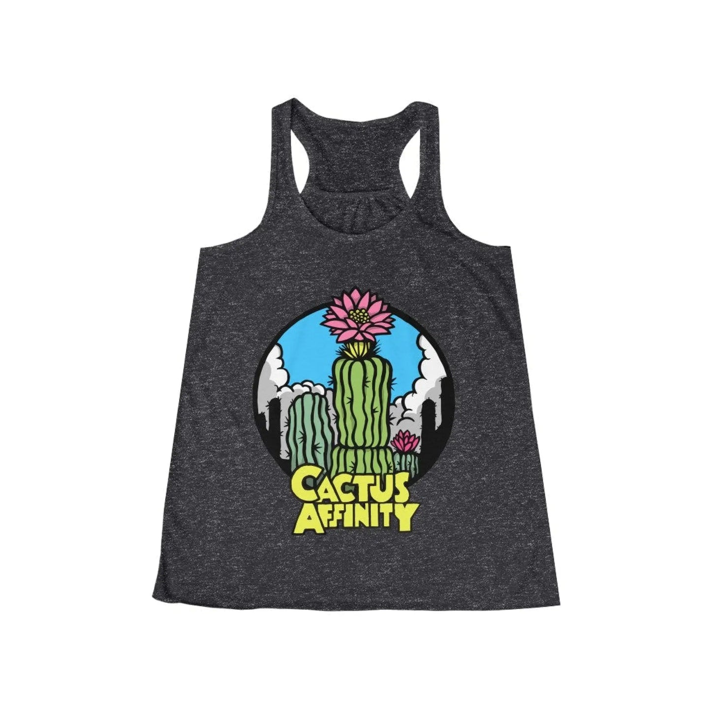 Women’s Flowy Racerback Tank - Logo - Dark Grey Heather