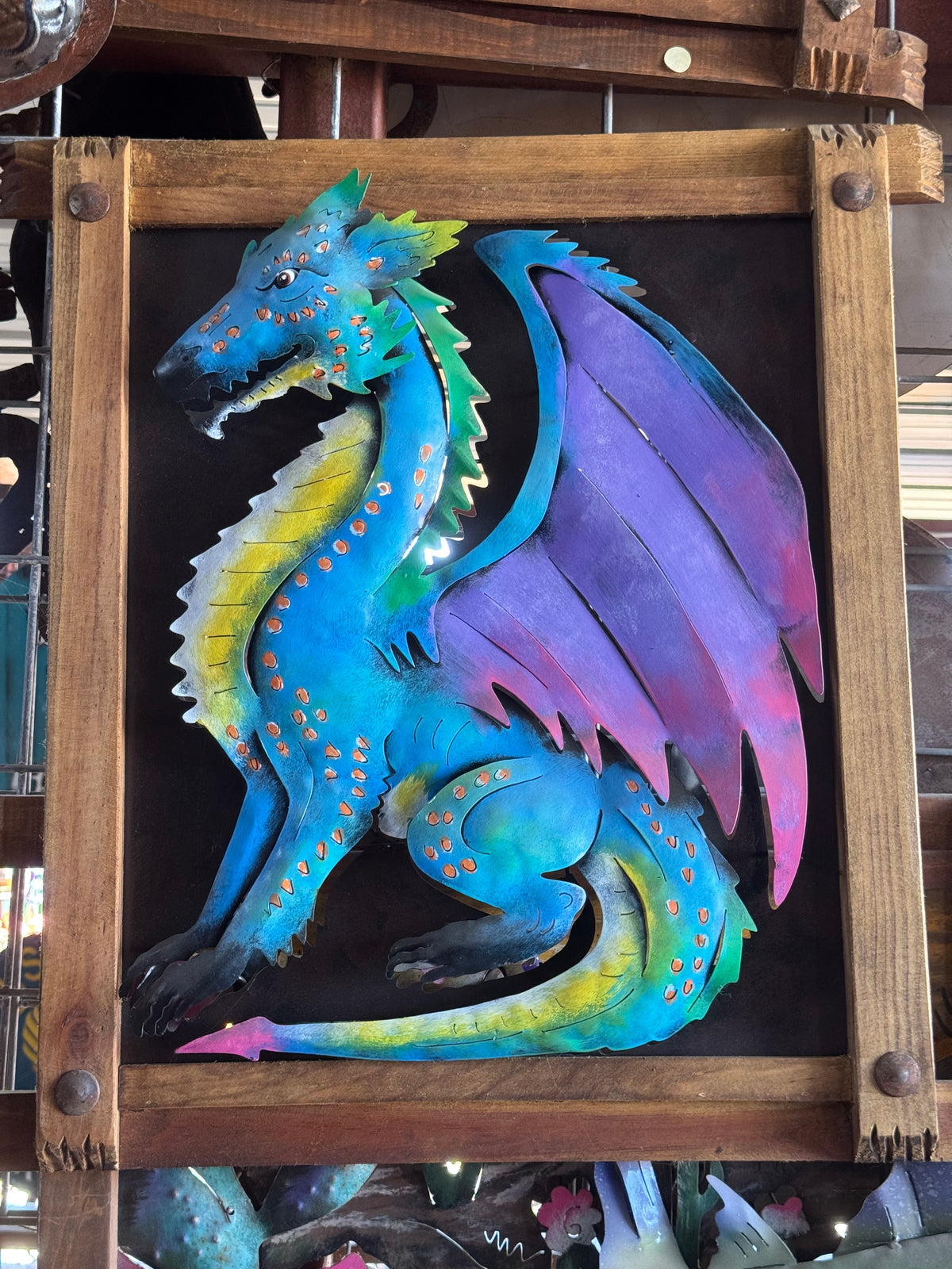 Blue Dragon - framed metal art