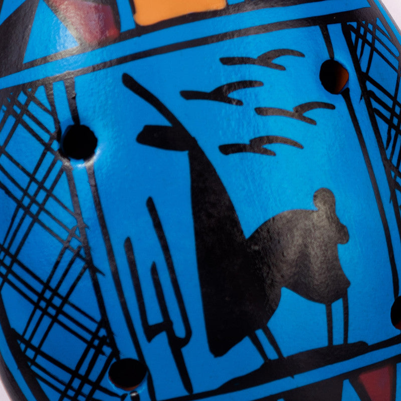 Blue Wind - Ceramic Ocarina with Llama Motif Handcrafted in Peru
