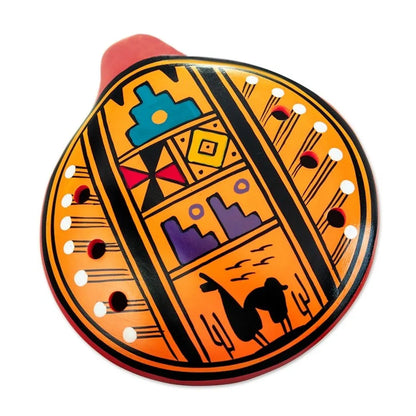 Cuzco Chants - Ceramic Ocarina with Andean Motif Handcrafted in Peru