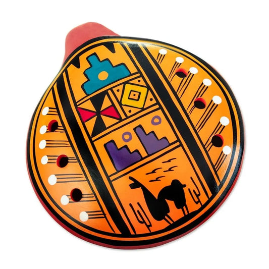 Cuzco Chants - Ceramic Ocarina with Andean Motif Handcrafted in Peru