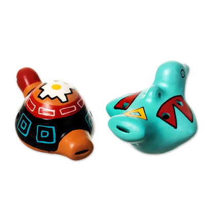 Night Chant - Handmade Ceramic Ocarinas from Peru (2 Pieces)