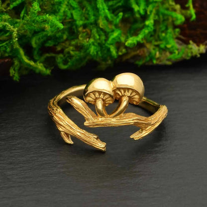 Adjustable Branch and Mushroom Ring - Jewelry