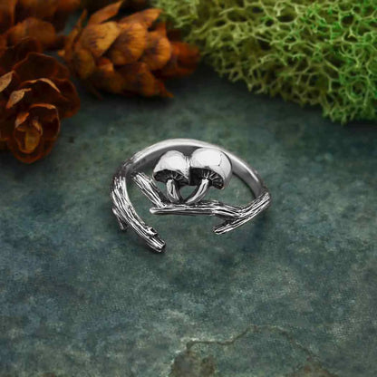 Adjustable Branch and Mushroom Ring - Jewelry