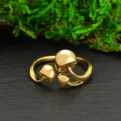 Adjustable Three Mushroom Ring - Jewelry