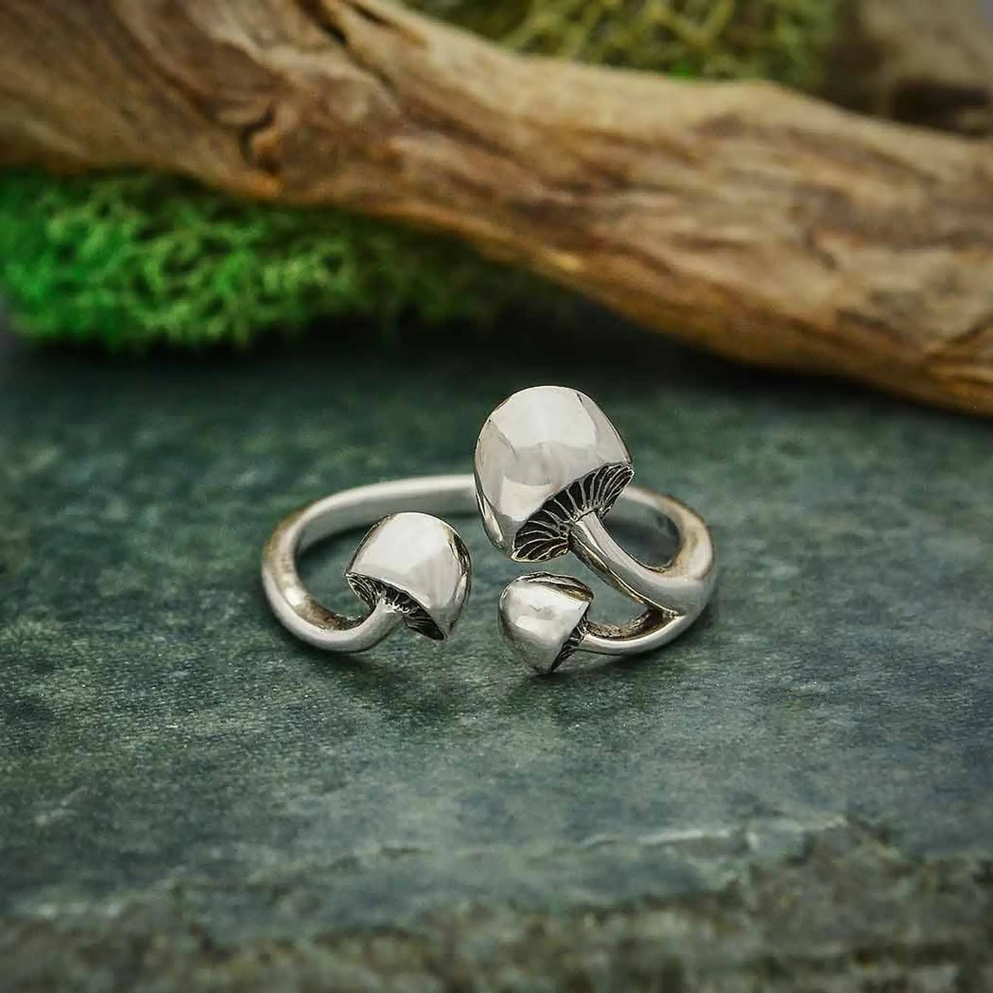 Adjustable Three Mushroom Ring - Jewelry