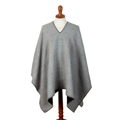 Andean Duality - Alpaca Blend Reversible Poncho in Grey