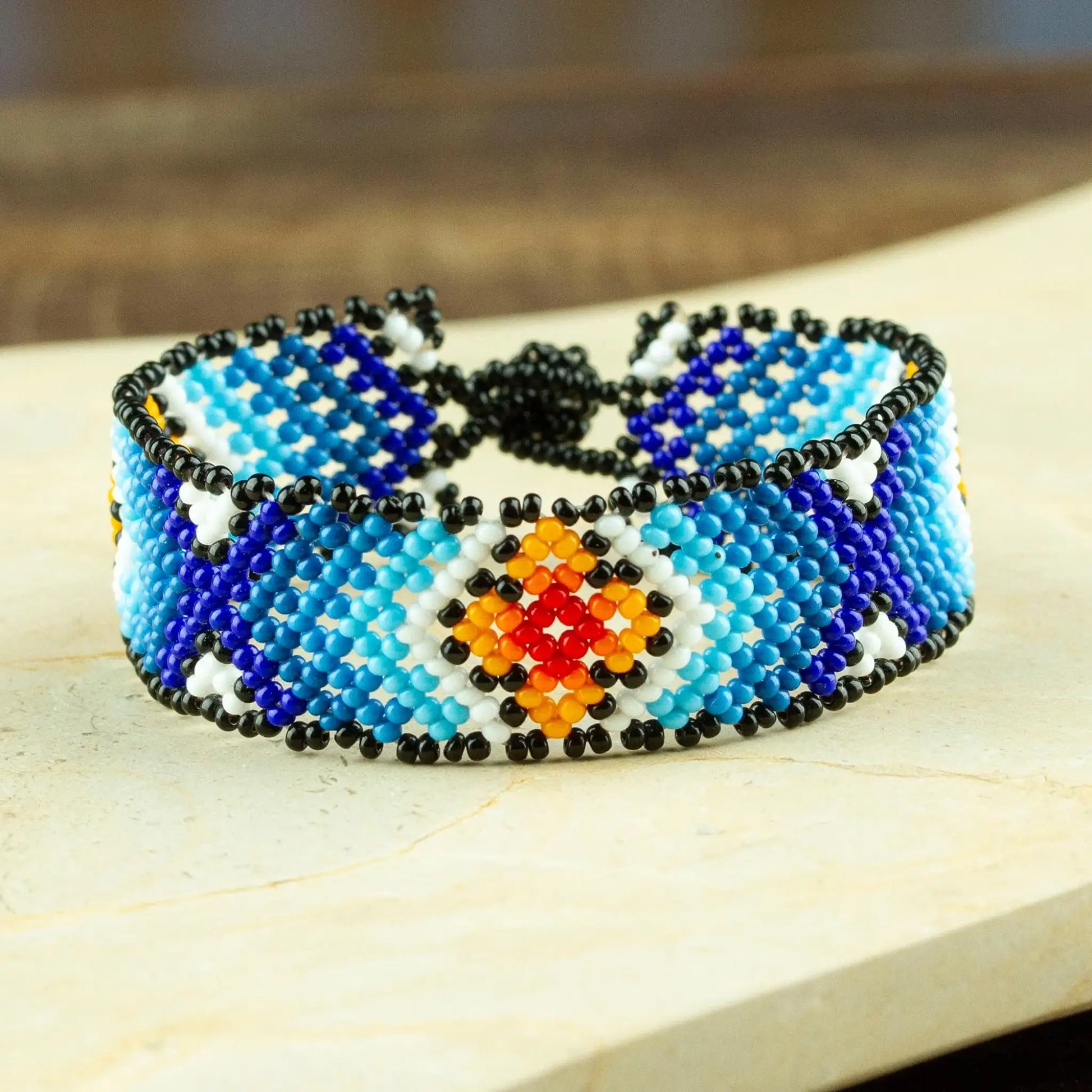 My Blue Sky - Huichol beaded bracelet - Jewelry