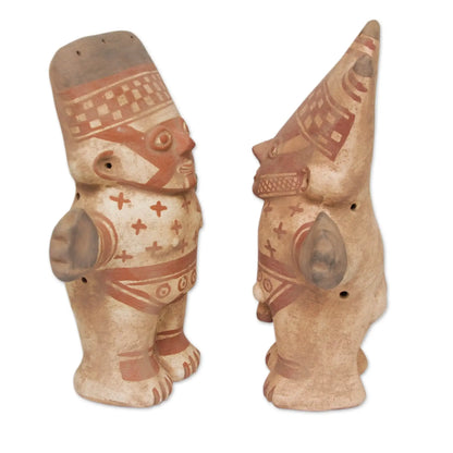 Cuchimilco Couple - ceramic statuette (set of 2) - Art