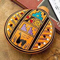 Cuzco Chants - Ceramic Ocarina with Andean Motif Handcrafted in Peru