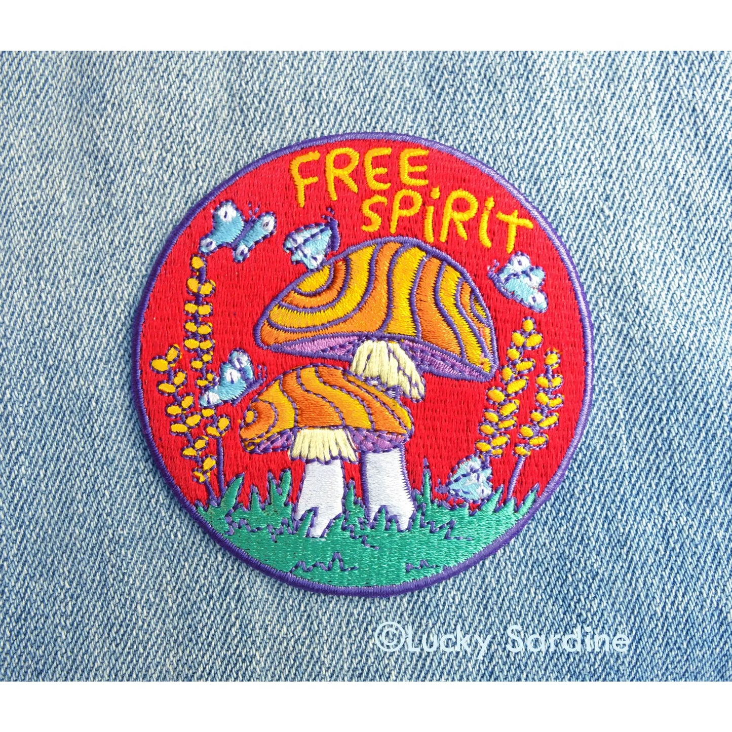 Free Spirit Mushroom Hippie embroidered patch - Patch