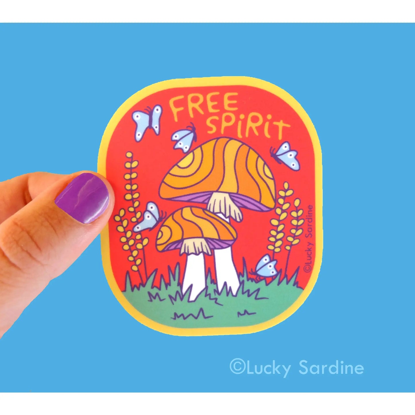 Free Spirit Mushroom Hippie Vinyl Sticker