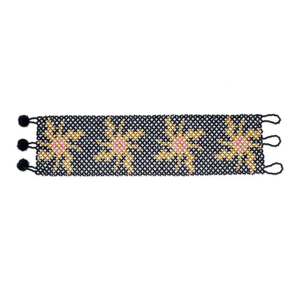 Golden Huichol Sun - beaded bracelet - Jewelry