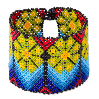 Huichol Flowers - beaded bracelet - Jewelry