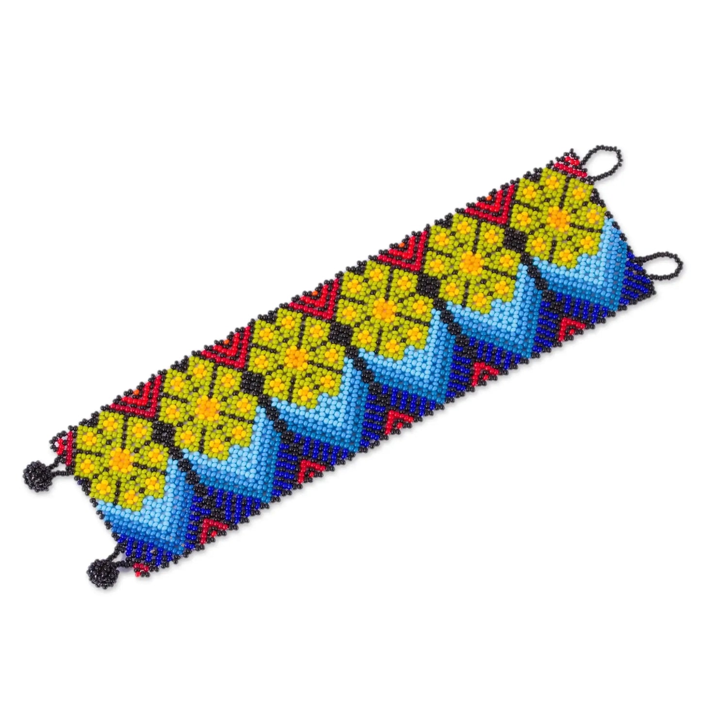 Huichol Flowers - beaded bracelet - Jewelry