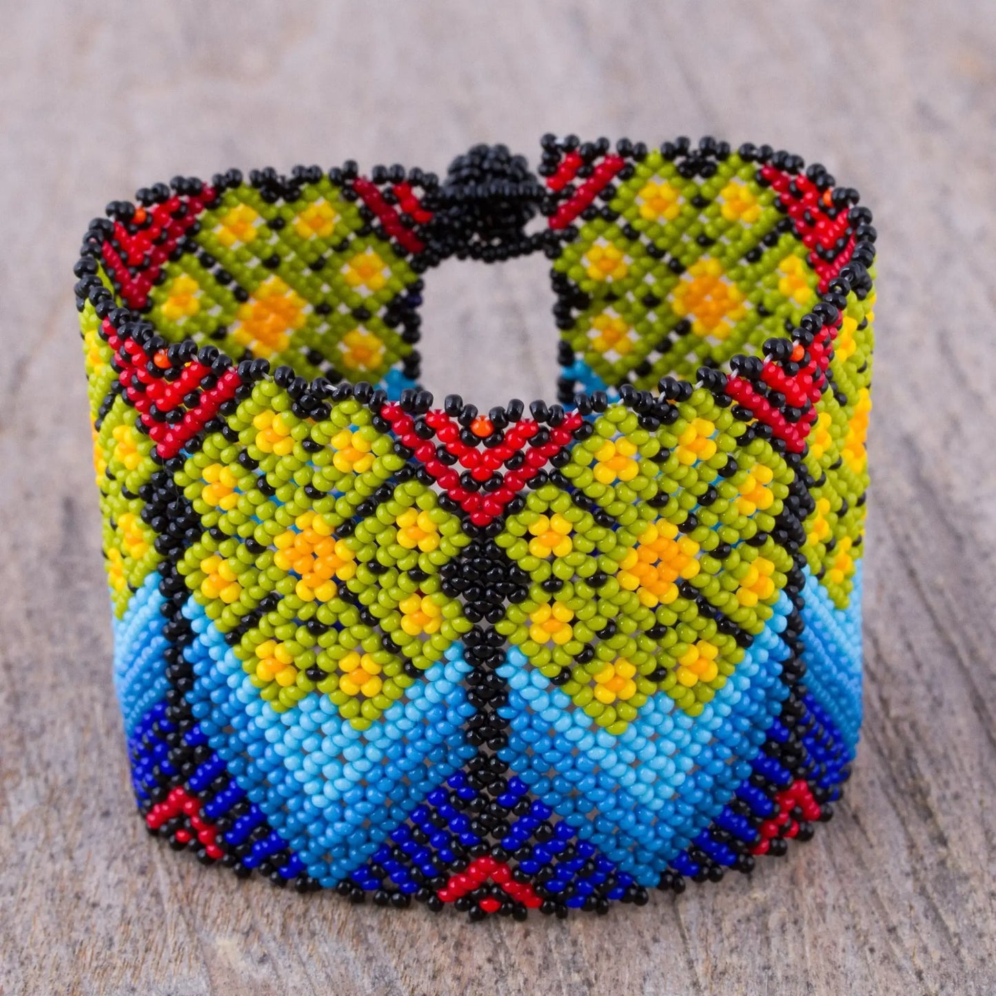 Huichol Flowers - beaded bracelet - Jewelry