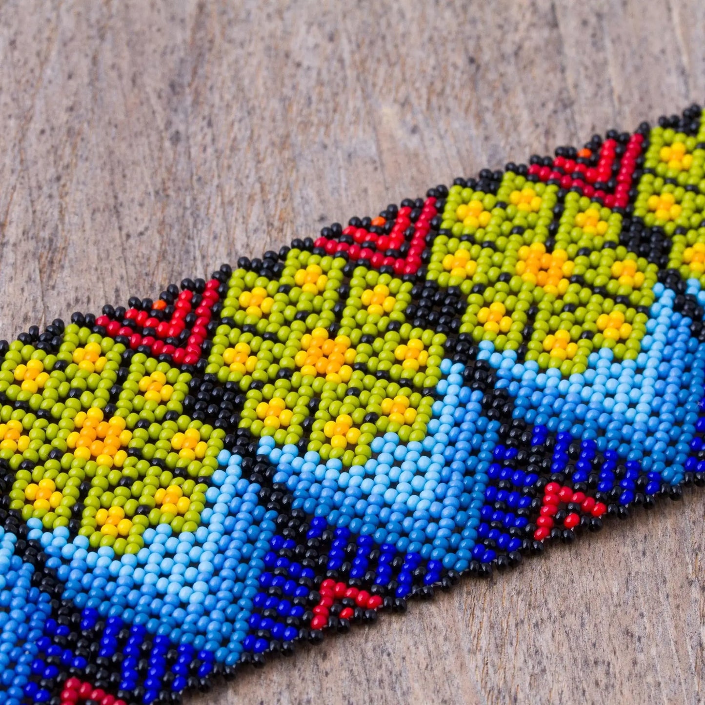 Huichol Flowers - beaded bracelet - Jewelry