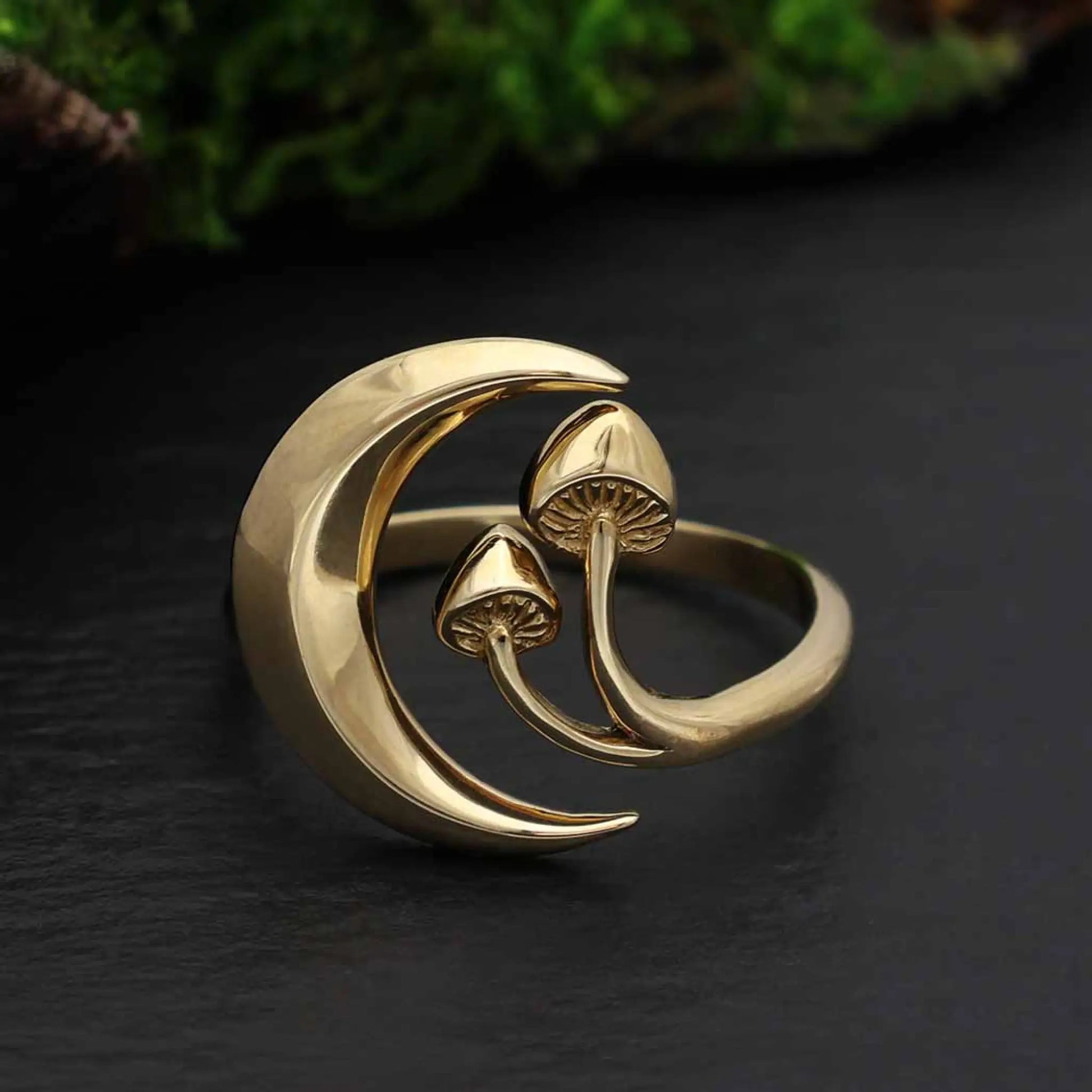 Moon and Mushroom Adjustable Ring - Jewelry