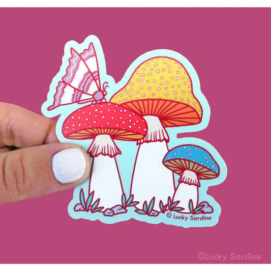 Mushroom Toadstool Moth Vinyl Sticker