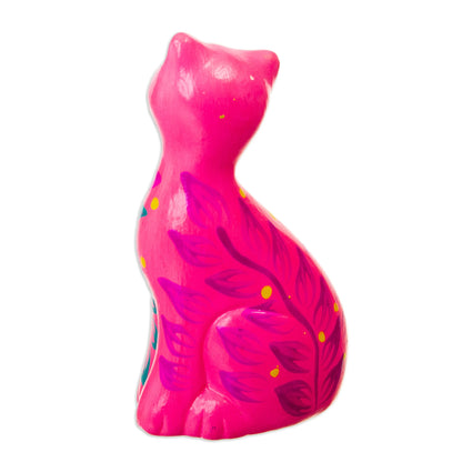 Sweet Cat in Pink - Ceramic Sculpture