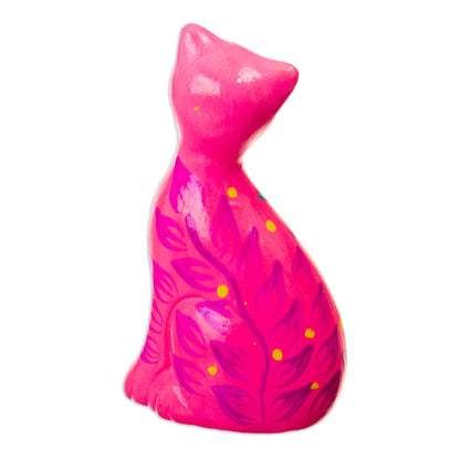 Sweet Cat in Pink - Ceramic Sculpture