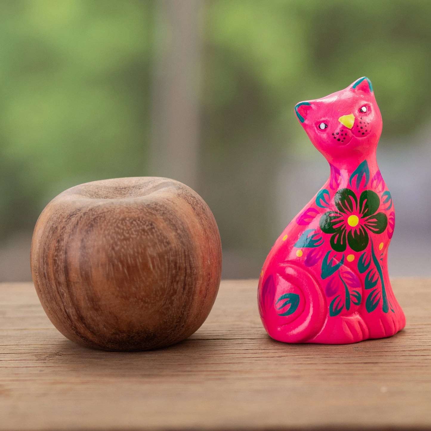 Sweet Cat in Pink - Ceramic Sculpture