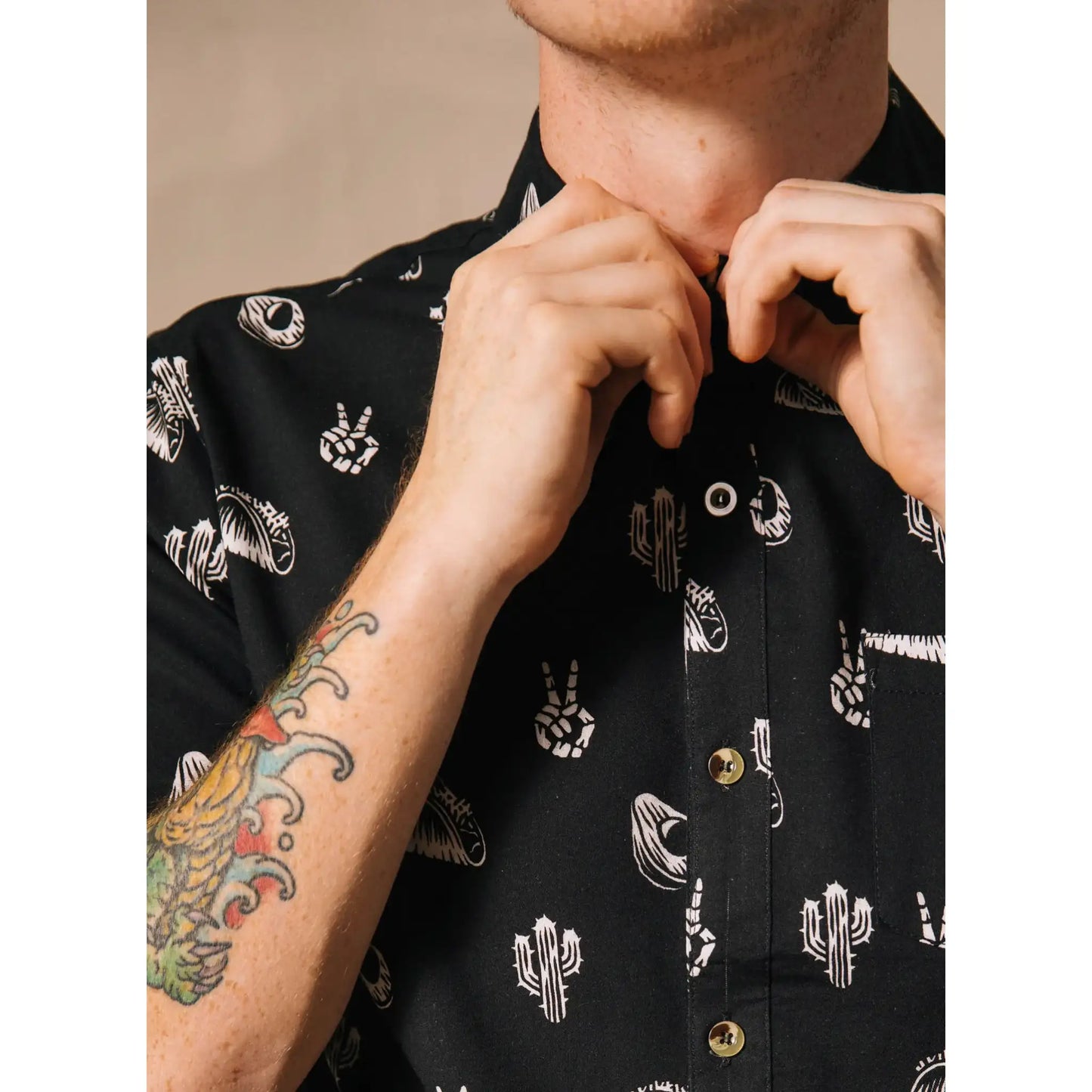 No Problemo Tacos & Cactus - button-up shirt - L- Mens