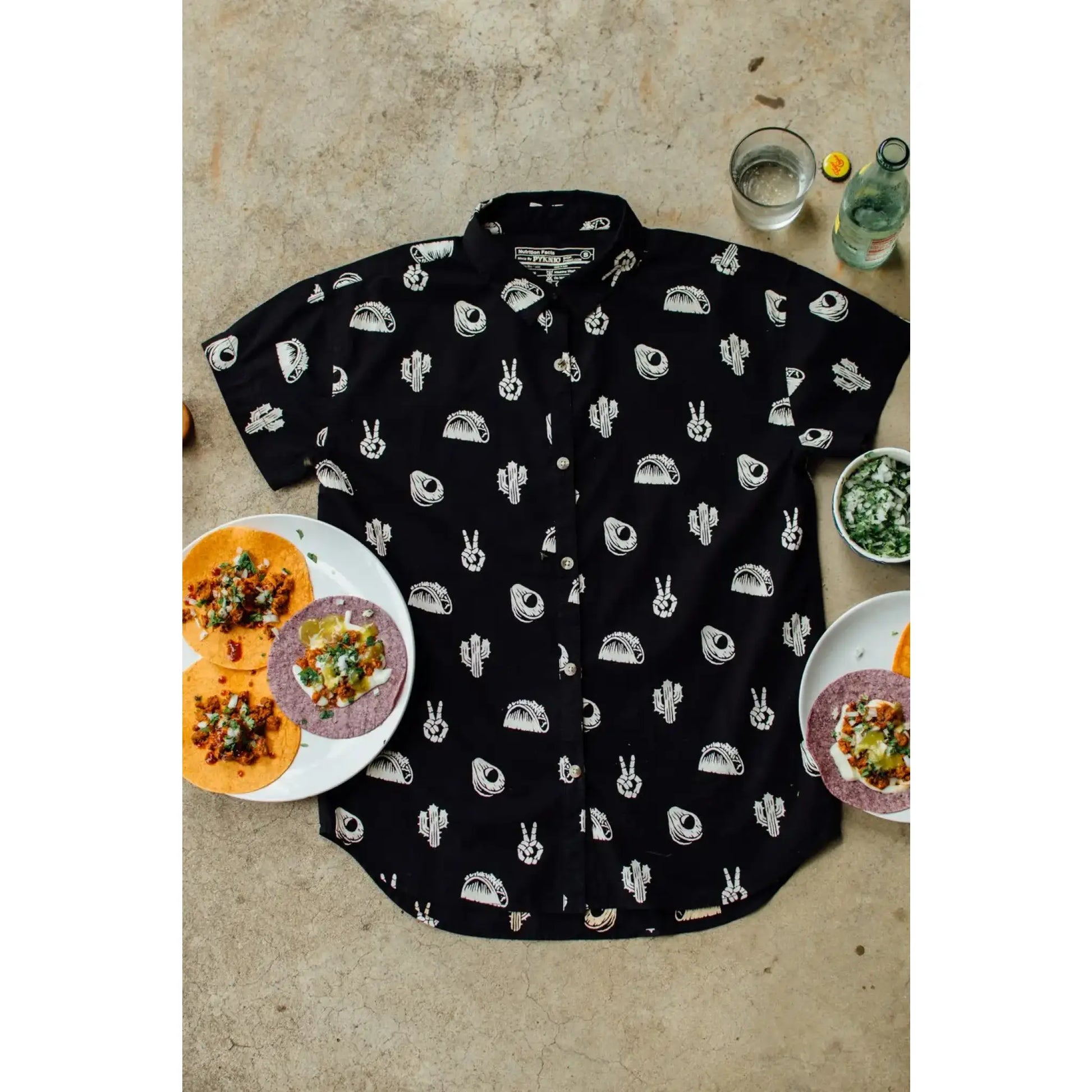 No Problemo Tacos & Cactus - button-up shirt - L- Mens