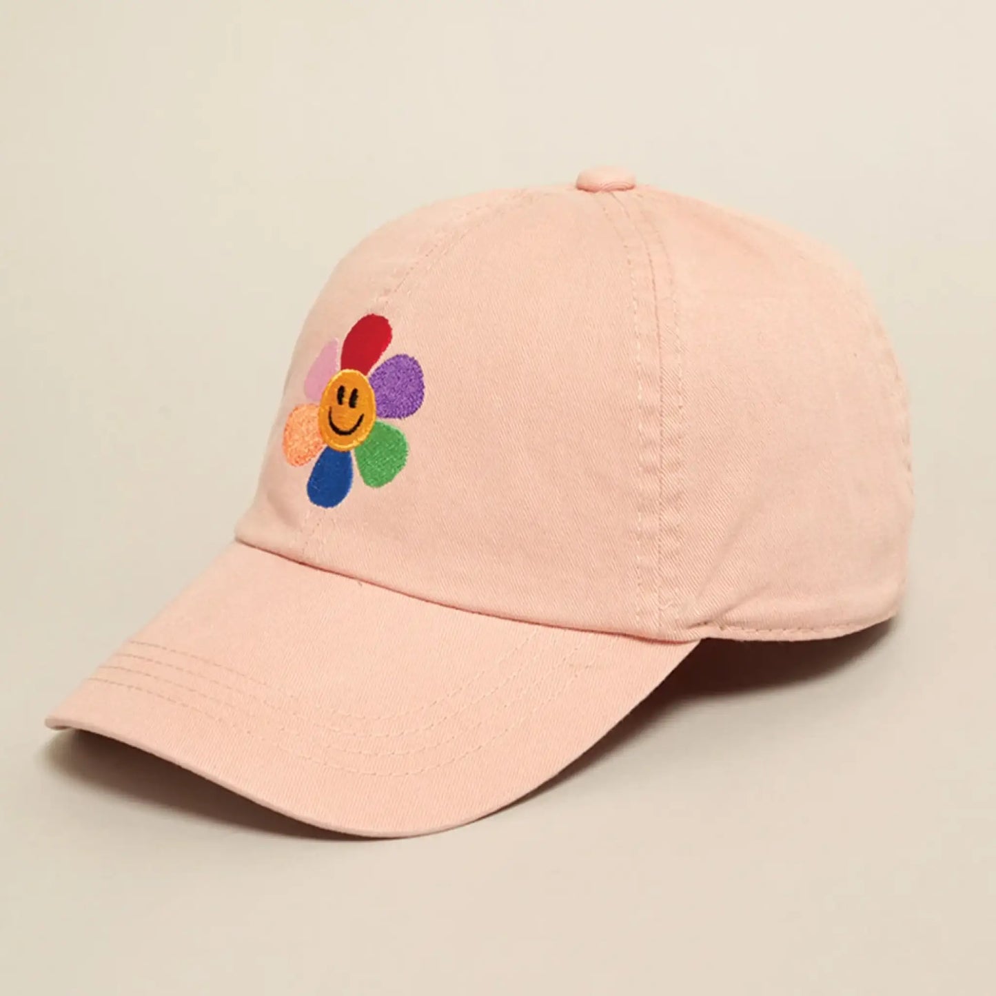 Rainbow Flower Embroidered Baseball Dad Cap - Hats