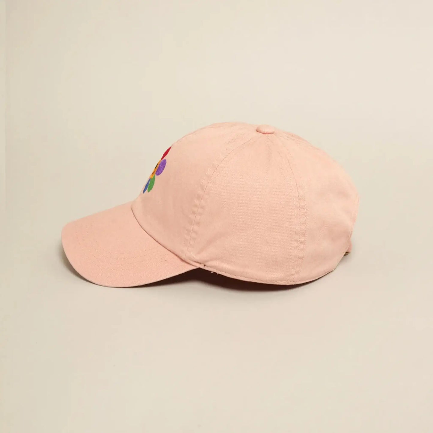 Rainbow Flower Embroidered Baseball Dad Cap - Hats